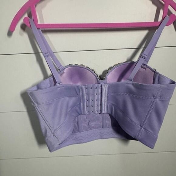 NWOT Purple Sparkly Rhinestone Bustier Crop Top Corset 36B (GORGEOUS!!) - Picture 7 of 12